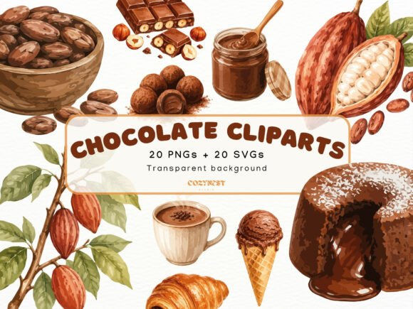 Download Chocolate Watercolor Cliparts Cacao Bean - Chocolate Collection