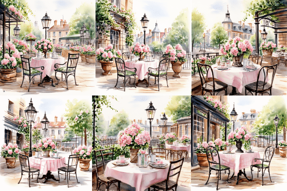Download Romantic Watercolor Café Scene - Premium Resources